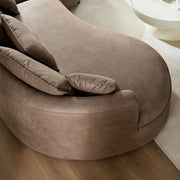 Modern Sectional Curved Sofa Couch for Living Room,Leathaire Upholstered 5-Seat Sofa Couch, Technology Cloth Couch Set for Apartment Office,Brown