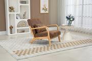 Mid Century Modern Accent Chair with Solid Wood Frame, Upholstered Living Room Chairs with Waist Cushion, Reading Armchair for Bedroom Sunroom