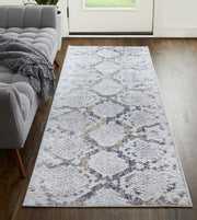 Laina Transitional Trellis & Lattice, Silver/Gray/Blue