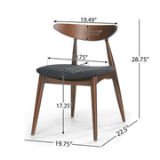 Mid-Century Modern 5-Piece Dining Set with Rubberwood Frame, Ergonomic Chairs in Walnut and Charcoal Finish