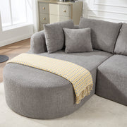 Cloud Sectional Couch, Boneless Sofa for Living Room, Corduroy Modular Couch with L Shape Chaise, Modern Compressed Sofa in a Box, Memory Foam Filling (LIGHT GREY)
