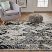 Micah Modern Chevron, Black/Gray/Silver