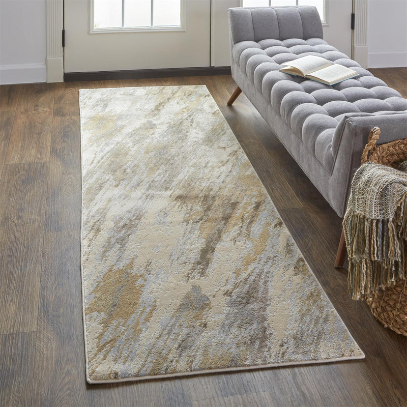Parker Transitional Abstract, Ivory/Tan/Brown