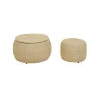Round Storage Ottoman, 2 In 1 Function, End Table And Ottoman