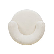 Fuji 360 Swivel Low Barrel Back Accent Chair, Ivory White Boucle