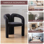 Contemporary Designed Velvet Fabric Upholstered Accent/Dining Chair /Barrel Side Chairs Kitchen Armchair for Living Room set of 2 (Black Velvet)