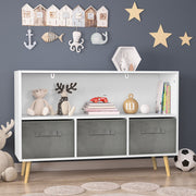 Bookcase With Collapsible Drawers, Book Display Organizer