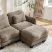 Chenille Supportive Three-Seater Sofa with Exquisite Waist Pillow,Ergonomic Curve Design, Easy to Assemble Modular Couch for Living Room Office, Coffee