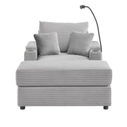 Modern Style Loveseat Sofa Sectional Sofa Couch With Storage Space, A Movable Ottoman, Two USB Ports, Two Cup Holders, A Phone Holder For Living Room