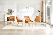 Leather Upholstered Modern Dining Chair with Diamond Tufted Button Back - Dining Room Negotiation Room Cafe Office Accent Chair (Light Brown, Set of 2)