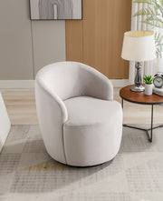 Swivel Accent Armchair Barrel Chair With Powder Coating Metal Ring