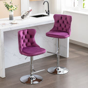 Swivel Barstools Adjusatble Seat Height From 25-33", Modern Upholstered Base Bar Stools With Backs Comfortable Tufted For Home Pub And Kitchen Island (Set of 2)
