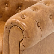 SOFA 2 Piece PU Sofa Set for Living Room,Traditional Tufted Couch with Rolled Armrests,Removable Cushions,High Resilience Foam Seating and Wooden Legs,Camel Brown Furniture Set