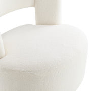 Swivel Barrel Chair with Soft Teddy Fabric, Comfy Round Accent Chair for Living Room, Cream, Plywood, 28.5 x 28 x 27.5 inches