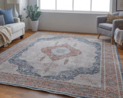 Marquette Transitional Medallion, Gray/Red/Blue