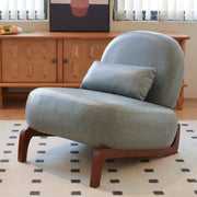 Cute Accent Chair with Solid Wood Legs, Faux Leather Living Room Chair with Soft Cushion, Cozy Bedroom Chair, Comfy Armless Reading Chair for Apartment, Waiting Room, Balcony (Blue)