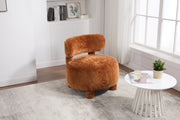 Fur Fabric armless accent chair with curved backrest and solid wooden legs upholstered chair slipper side chair for primary living space bedroom vanity room or reading room ,Khaki