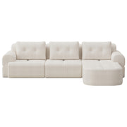Modular Sectional Sofa Couch with Chaise, Full-Foam Structure, Compression Packaging Design, Woven Texture Upholstery, Oversized Modern Sofa for Living Room