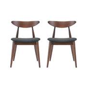 Mid-Century Modern 5-Piece Dining Set with Rubberwood Frame, Ergonomic Chairs in Walnut and Charcoal Finish