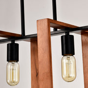 4 Light Kitchen Island Lights Pendant Light Farmhouse Dining Room Light Fixture, Rectangular Chandelier, 36" Hanging Lighting For Living Room, Conference Room, Home Office - Matte Black
