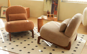 Cute Accent Chair with Solid Wood Legs, Living Room Chair with Soft Fabric Cushion, Cozy Bedroom Chair, Comfy Armless Reading Chair for Apartment, Waiting Room, Balcony,Set of 2(Camel)