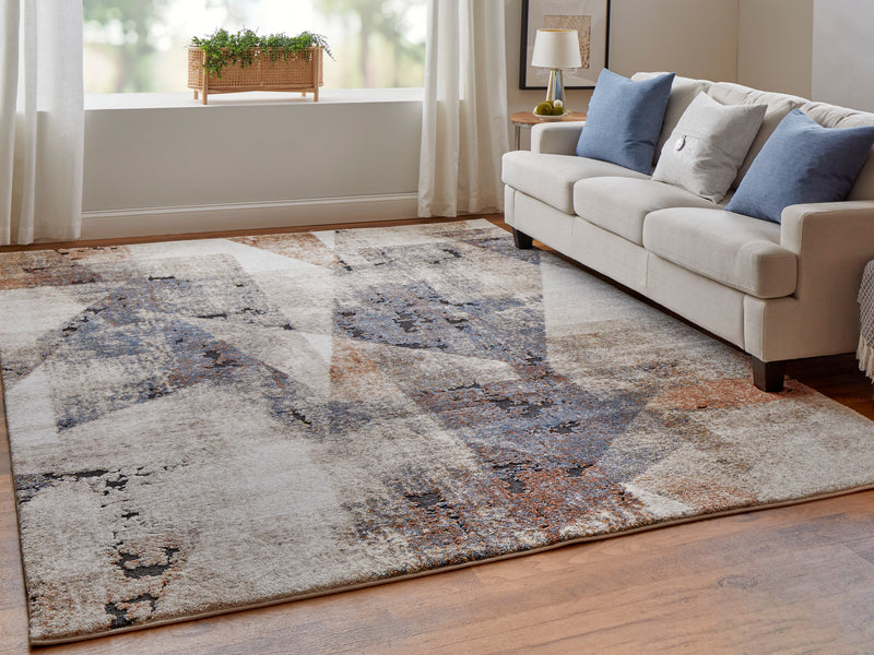 Gilmore Modern Color Block, Blue/Ivory/Taupe