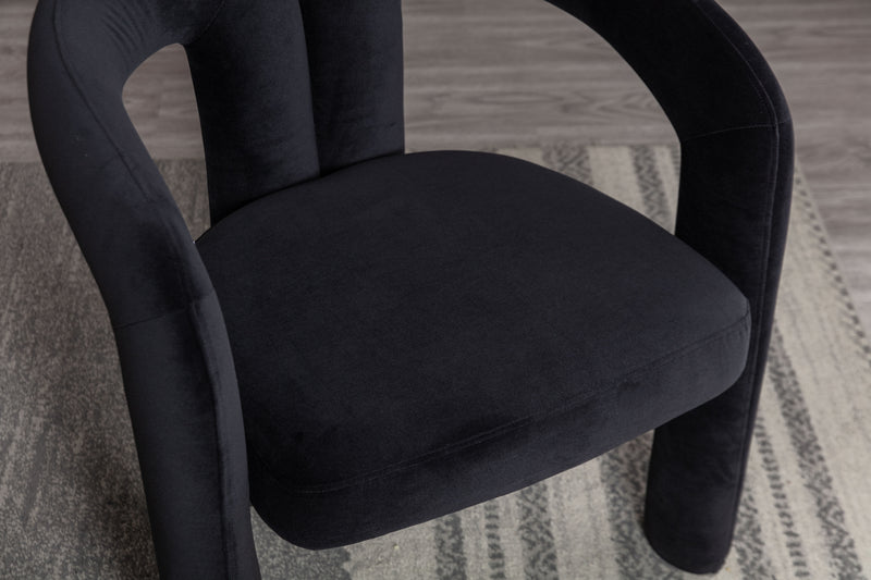 Contemporary Designed Velvet Fabric Upholstered Accent/Dining Chair /Barrel Side Chairs Kitchen Armchair for Living Room set of 2 (Black Velvet)