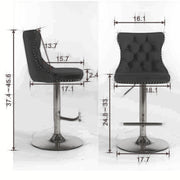 Swivel Barstools Adjusatble Seat Height From 25-33", Modern Upholstered Base Bar Stools With Backs Comfortable Tufted For Home Pub And Kitchen Island (Set of 2)