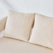 Modern Upholstered Velvet Open Back Loveseat Settee with 3 Pillows, Beige, Metal Legs, 53.7'
