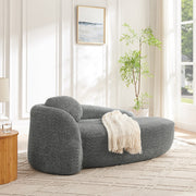 Modern Oval Single Lazy Sofa Chair with Integrated Backrest, Side Armrest and Pillow, Compact Space-Saving Lounge Chair for Living Room Bedroom-Dark Gray