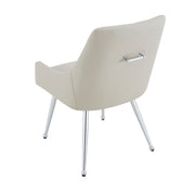 Leather Upholstered Modern Dining Chair with Diamond Tufted Button Back - Dining Room Negotiation Room Cafe Office Accent Chair (Light Gray, Set of 2)