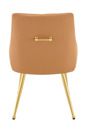 Leather Upholstered Modern Dining Chair with Diamond Tufted Button Back - Dining Room Negotiation Room Cafe Office Accent Chair (Light Brown, Set of 2)