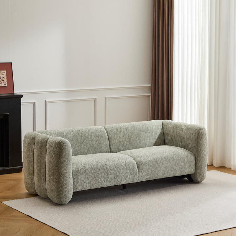 Tonson 83' 3-Seater Boucle Sofa,Wave Design, Living Rooms,Bedrooms,Apartment Office,Light Green