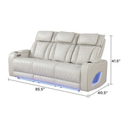 Fortuner Power Reclining 2Pc Living Room Set in Beige Faux Leather with LED Lights, Massage Function, Bluetooth Speakers and Wireless Charging