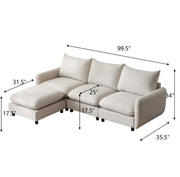Oversize Modular Free Combination Sectional Sofa Couch With Ottoman For Living Room