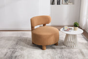 063-Teddy Fabric armless accent chair with curved backrest and solid wooden legs upholstered chair slipper side chair for primary living space bedroom vanity room or reading room ,Khaki