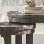 24 inch 2PCS Curved Traditional Round Circle Wooden Coffee Table Set,Mid Century Rustic Style Side Table,End Table for living Room,Office,Apartmen,Drak Brown