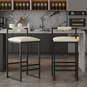 Elegant Bar Stool Set With Backrest And Footrest, Counter Height (Set of 2)