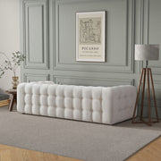 Eden Modern Tufted Chesterfield Boucle Fabric Sofa in Cream, Luxurious Living Room Furniture 33'H x 86.6'W x 37.4'D