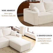 L Shaped Sectional Sofa, Full Compression 3 Seater Cloud Couch With Chaise
