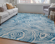 Lorrain Modern Abstract, Blue/Ivory
