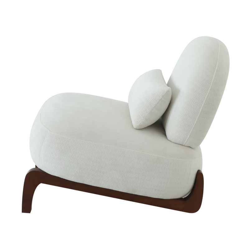 Cute Accent Chair with Solid Wood Legs, Living Room Chair with Soft Fabric Cushion, Cozy Bedroom Chair, Comfy Armless Reading Chair for Apartment, Waiting Room, Balcony,Set of 2 (White)