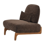Modern Armless Accent Chair with Curved Wood Base, Linen Upholstered Slipper Chair with Lumbar Pillow, High-Back Lounge Chair for Living Room, Bedroom & Reading Nook,