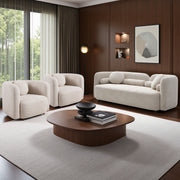 C3-2507, 3+1+1, Luxury Modern Couch for Living Room, Beige Boucle Fleece Upholstered Comfy Couch for Apartment Home Office, Light Beige