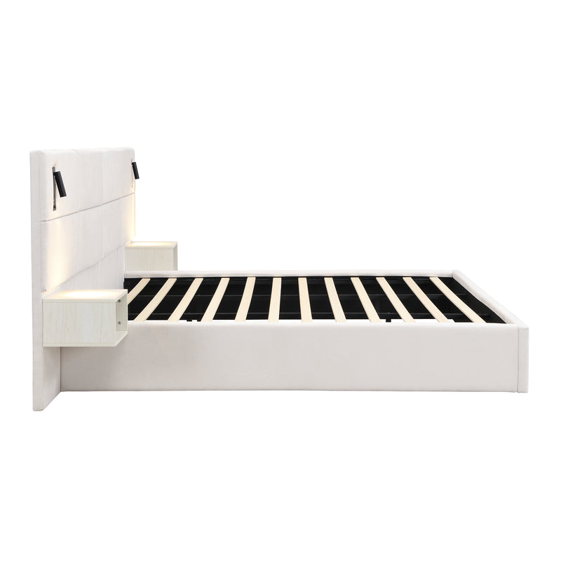 Soft, Comfortable, Luxurious Upholstered Smart Bed with Reading Light,King