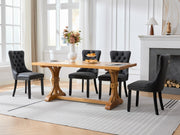 Dining Room Chairs Set of 2,Vintage Sheepskin Texture PU Leather,High Back with Button Tufted & Nailhead Trim,Wood Frame,S-Spring & Resilient Sponge Cushion,Ideal for Kitchen,Charcoal Black,SW1101BK