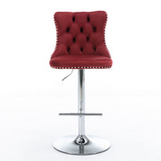 Swivel Barstools Adjusatble Seat Height From 25-33", Modern Upholstered Base Bar Stools With Backs Comfortable Tufted For Home Pub And Kitchen Island (Set of 2)