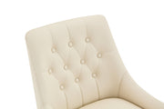 Leather Upholstered Modern Dining Chair with Diamond Tufted Button Back - Dining Room Negotiation Room Cafe Office Accent Chair (Off White, Set of 2)