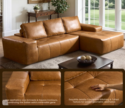 Boneless Couches for Living Room, Brown Faux Leather Cloud Sectional Couches with Chaise, Deep Seat L Shaped Modular Sofa, No Assembly Required Sofas in a Box (Left,Faux Leather,Brown)