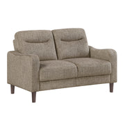 Contemporary 2pc Sofa Set Brown Sofa and Loveseat Chenille Upholstery Foam Comfort Solid Wood Furniture Living Room